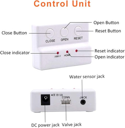 E-SDS Washing Machine Leak Detector with Automatic Water Shut-Off and Sensors and Sounds Alarm for Pipes 1" NPT, Water Leak Detector with Shutoff Valve for Laundry,Water Heaters More