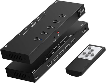 8K@60Hz HDMI 2.1 Switch 5 in 1 Out, 48Gbps Ultra HD 4K 120Hz, HDR10/Dolby Vision, 3D, Supports DTS-HD, Dolby TrueHD Compatible with PS5/4 Xbox Nintendo Switch Roku Apple TV Fire Stick Gaming PC