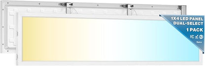Sunco 1x4 LED Flat Panel Light, Dual Selectable CCT 3500K/4000K/5000K & Selectable Wattage 30W/40W/50W, 5700LM, 0-10V Dimming, Matte White Drop Ceiling Fixture - UL, DLC