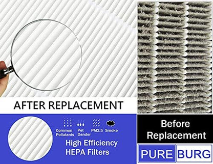 PUREBURG HS-1957 Replacement Filters Compatible with Crane EE-5073 & Black + Decker AP-1408 AP1408 BXFD52006GB Air Purifier fan,3-Pack H13 Air Clean Dust VOCs Odor PM2.5