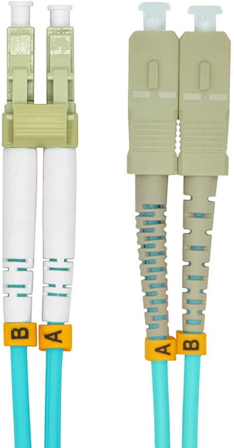 Jeirdus 30Meters 100ft LC to SC Duplex 50/125 10G OM3 Multi-Mode Fiber Optic Cable Jumper Optical Patch Cord LC-SC