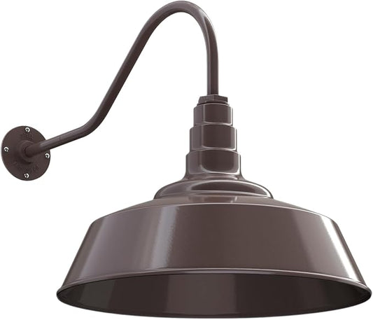 Steel Lighting Co. Large Outdoor Barn Light | Gooseneck Light Fixture | Made in America from 18-Gauge Steel | 20" Dome | 23" Gooseneck Dark Bronze Exterior/Dark Bronze Interior