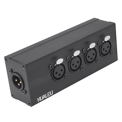 HUALEU 3Pin XLR 1 Male to 4 Female Splitter,4WAY XLR Four-Input and one-Output Parallel Connection Adapter,Four Microphone inputs Converted to one Output,4 in to 1 Out Aduio Splitter