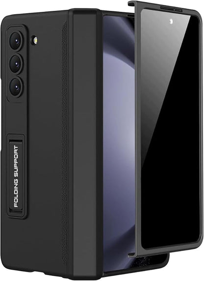 Miimall for Samsung Galaxy Z Fold 5 Case with Privacy Screen Protector, Built-in Convenient Adjustable Kickstand & Magnetic Hinge Protection All-Inclusive Protective Case for Galaxy Z Fold 5 5G Black