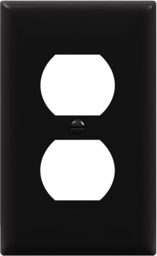 ENERLITES Duplex Receptacle Outlet Wall Plate, Size 1-Gang 4.50" x 2.76", Unbreakable Polycarbonate Thermoplastic, 8821-BK, Black