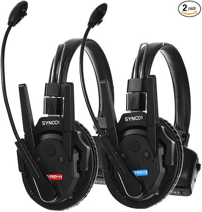 SYNCO XTalk Pro2 XPro X2 2.4GHz Wireless Headset Communication System Random Master Device 500m Operating Range Real-time Monitoring AI Noise Reduction Headset for Movie Shoot Live Show (2Pcs)
