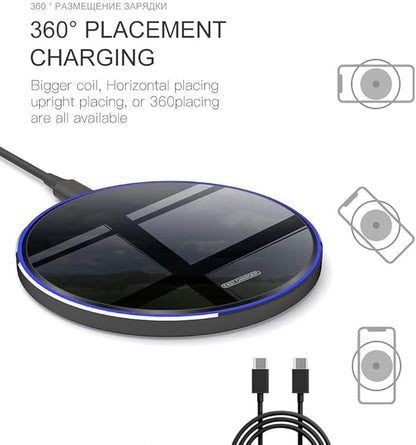 20W Fast Wireless Charger Pad with USB-C for Samsung Galaxy S25/S24/S23/S22/Note 20/Buds/Buds +,Pixel 8/7,LG G8/7/6,Wireless Phone Charge Station Compatible with iPhone 16/15/14/13/SE/X/AirPods etc