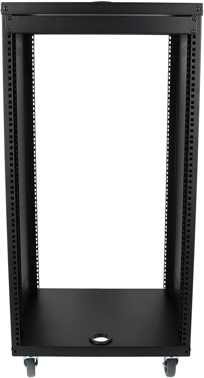 Rockville RR20U 20U Live Sound/Recording Studio Rack Case with Wheels, Reversible Rack Rails, Front & Rear Mounting, Cable Management Ports, 440lb Capacity