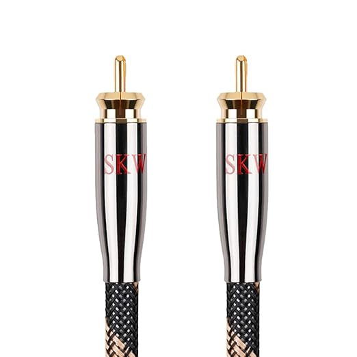 SKW Digital Coaxial Cable RCA to RCA Multiple Shield with Ultra-high Purity Copper Subwoofer Cable for HiFi Systems 9.8ft/3M