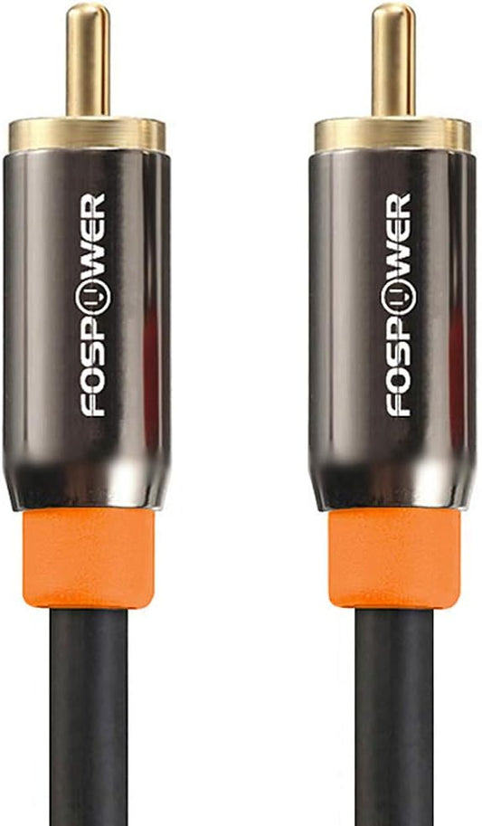 FosPower Digital Audio Coaxial Cable [24K Gold Plated Connectors] Premium S/PDIF RCA Male to RCA Male for Home Theater, HDTV, Subwoofer, Hi-Fi Systems - 3ft