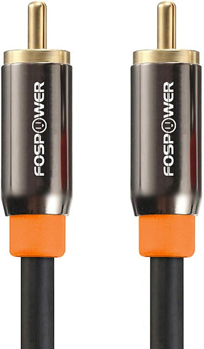 FosPower Digital Audio Coaxial Cable [24K Gold Plated Connectors] Premium S/PDIF RCA Male to RCA Male for Home Theater, HDTV, Subwoofer, Hi-Fi Systems - 6ft/2Pack