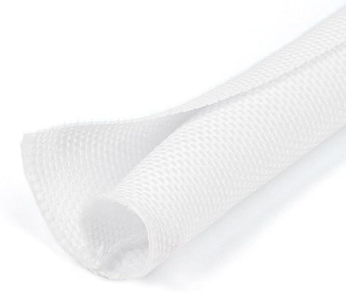 HOLED 5/16 inch Split Braided Cable Management Sleeve for USB Cable Power Cord Audio Video Cable, Wire Loom Cord Protector from Cat Dog Chewing (White, 10FT)