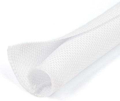 HOLED 5/16 inch Split Braided Cable Management Sleeve for USB Cable Power Cord Audio Video Cable, Wire Loom Cord Protector from Cat Dog Chewing (White, 10FT)