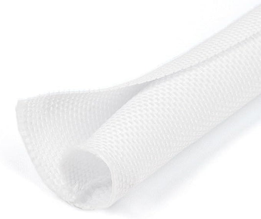 HOLED 5/16 inch Split Braided Cable Management Sleeve for USB Cable Power Cord Audio Video Cable, Wire Loom Cord Protector from Cat Dog Chewing (White, 10FT)