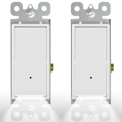 2Pack SOZULAMP Illuminated Light Switch-Single Pole Wall Switch with Night Light, 15A 120/277V,3 Wire, Grounding Screw, Glossy White