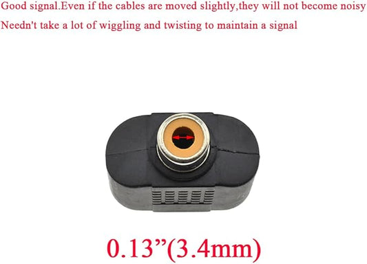 HAHIYO 3 RCA F-2x3.4 RCA F Stereo Plug Interconnect Audio One Male 3.4mm(1/8inch) Two Male 3mm(1/8inch) Adapter Splitter Good Signal Sound Snap Tight Not Wobble for Headphone Guitar Black 2pcs