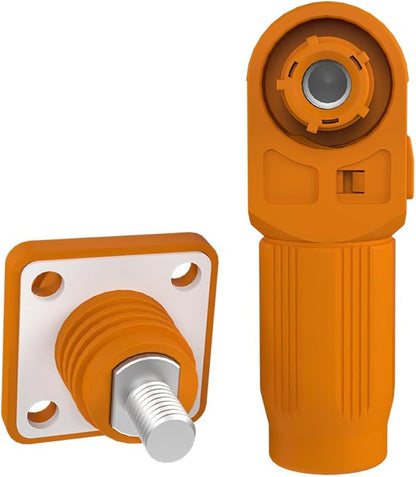 1 Set Battery Energy Storage Connector, Quick Plug Terminal High Current Connectors Right Angle Plug and Socket IP67 Waterproof Power Connector Stud Wiring Method 120A 25mm² (120A, Orange)