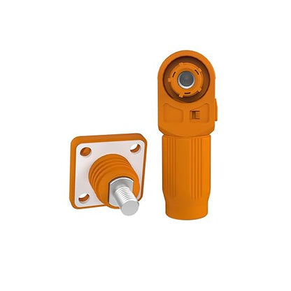 150A Battery Energy Storage Connector, 35mm² High Current Connectors IP67 Waterproof Stud Wiring Power Adapter Quick Plug Terminal Right Angle Plug and Socket （1500V Orange)