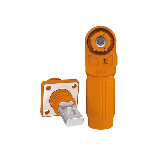 450A Battery Energy Storage Connector, 185mm² High Current Connectors IP67 Waterproof Copper Plate Wiring Power Adapter Quick Plug Terminal Right Angle Plug and Socket (1500V Black+Orange)