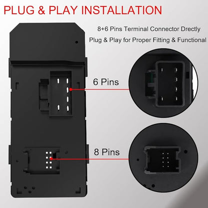 Power Window Master Control Switch Front Left Driver Side fit for 2007-2013 Chevy Silverado GMC Sierra 1500 2500HD 3500HD Traverse HHR Buick Enclave Replaces OE 25789692, 20945129, 25951963, 20945224