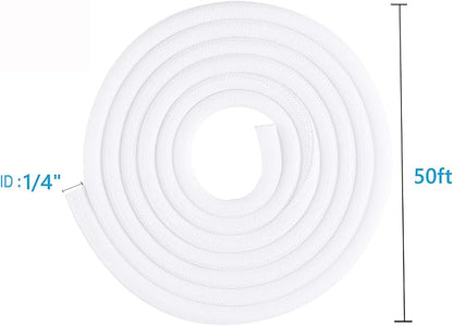 QCSIW 1/4" x50ft Split Sleeve Cable Organizer - Wire Protector Sleeving for Desk, PC, TV, Home Office | Cord Management Cover, Easy Install, White