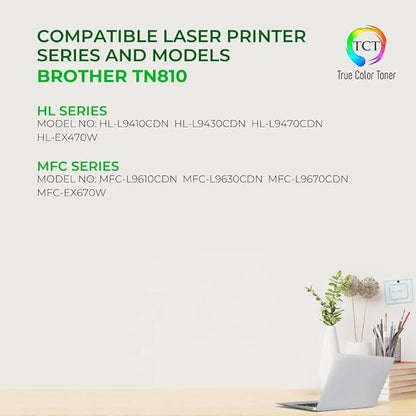 TCT TN810 Black Toner Cartridge - Compatible Replacement for Brother TN810 TN-810 Black Works with Brother HL‐L9410CDN L9430CDN EX470W MFC‐L9610CDN L9630CDN Printers (9,000 Pages)