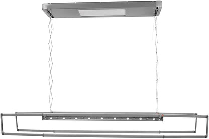 banborba Electric Retractable Airing Rack, Ceiling Mounted Clothes Drying Rack, Retractable Clothesline, Vertical Laundry Drying Rod with LED Light & Remote, 110V 24W, Gray