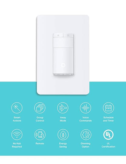 Kasa Smart Motion Sensor Switch, Dimmer Light Switch, Single Pole, Needs Neutral Wire, 2.4GHz Wi-Fi, Compatible with Alexa & Google Assistant, UL Certified, No Hub Required(ES20MP2) White 2-Pack