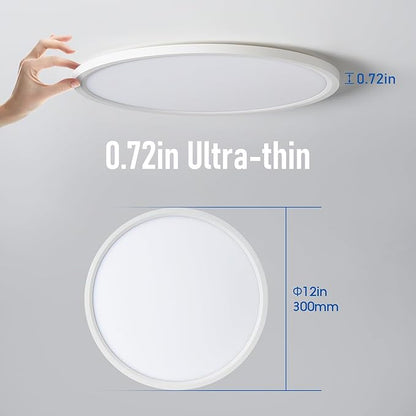YELIOLED 6 Pack 12 Inch Slim Dimmable LED Flush Mount Ceiling Light Fixtures, 24W 2640LM 3000K/4000K/5000K, House Upgrade Led Lights for Bedroom Hallway Laundry Room Rental Units, 240W Equiv., Black