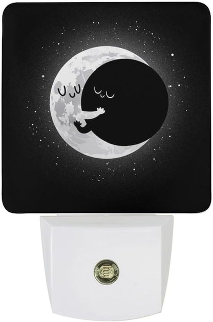 Cute Lunar Eclipse Night Light, Plug into Wall Decor Nightlights for Bedroom, Bathroom, Hallway, Kitchen, with Dusk to Dawn Light Auto Sensors LED Night Lights for Boys Girls Women Men Room Gifts