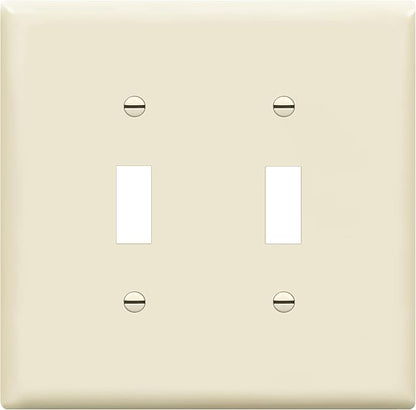 ENERLITES Toggle Light Switch Wall Plate, Gloss Finish, Midway Size 2-Gang 4.88" x 4.92", Unbreakable Polycarbonate Thermoplastic, UL Listed, 8812M-LA, Light Almond