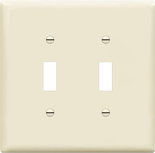 ENERLITES Toggle Light Switch Wall Plate, Gloss Finish, Midway Size 2-Gang 4.88" x 4.92", Unbreakable Polycarbonate Thermoplastic, UL Listed, 8812M-LA, Light Almond