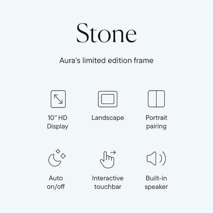 Aura Stone Digital Picture Frame - 10.1" HD Mat Display | Wirecutter's Best Digital Frame for Gifting - Send Photos Directly from Your Phone | Quick & Easy Setup Over WiFi - Free App | Black