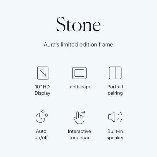 Aura Stone Digital Picture Frame - 10.1" HD Mat Display | Wirecutter's Best Digital Frame for Gifting - Send Photos Directly from Your Phone | Quick & Easy Setup Over WiFi - Free App | Black