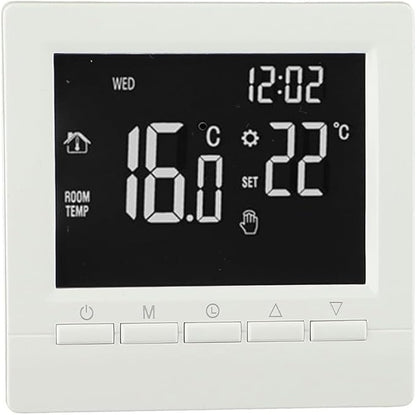 Wired Digital Room Thermostat With LCD Display Temperature Controller Programmable 5+2, 6+1, 7 Day Modes Boiler Temperature Controller Lock And Anti Freeze Features