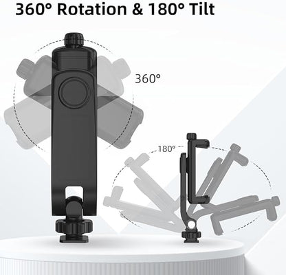 Flexible Phone Tripod Mount Adapter, Universal Smartphone Mount Adapter, Camera Cold/Hot Shoe Phone Tripod Holder for iPhone 17/16/15/14, Samsung Pixel Canon Nikon DSLR and More Cameras