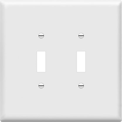 ENERLITES Jumbo Double Toggle Switch Cover, Large Two Gang Light Switch Wall Plate, Gloss Finish, Oversized 2-Gang 5.5" x 5.5", Unbreakable Polycarbonate Thermoplastic, UL Listed, 8812O-W, White