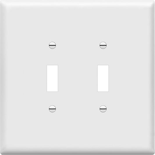 ENERLITES Jumbo Double Toggle Switch Cover, Large Two Gang Light Switch Wall Plate, Gloss Finish, Oversized 2-Gang 5.5" x 5.5", Unbreakable Polycarbonate Thermoplastic, UL Listed, 8812O-W, White