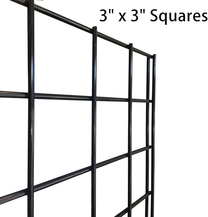 NEESEEYEE Commercial Grade Gridwall Panels – Heavy Duty Grid Panel for Any Retail Display, 2’ Width x 6’ Height, 3 Gridwall Panels Per Carton (Black Finish)