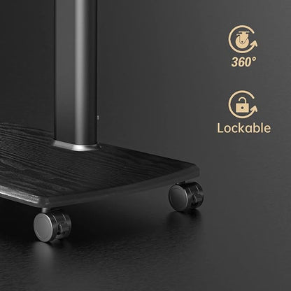 FITUEYES Swivel Rolling TV Stand, Height Adjustable Mobile TV Cart for 32-65 70 Inch TVs, Corner Floor TV Stand for Bedroom, Living Room, Home Office, Kitchen, Black