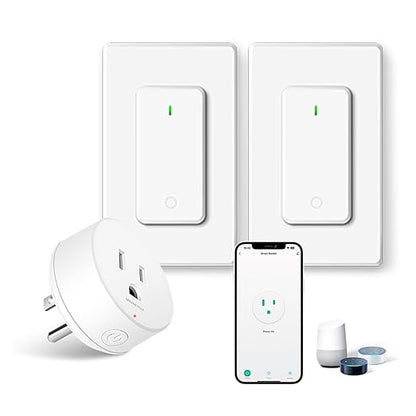 WiFi Smart Outlet Plug with Remote,GreenCycle Electric Smart Plug with 2 Remote,Compatible with Alexa and Google Home via Tuya,15A/1500W，Remote Control from Anywhere,TUV FCC List(2.4G)