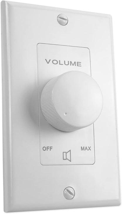 Rockville VOL70100 100 Watt 70V Wall Volume Control Zone Controller, White, 11-Step Rotary Dial, Euro-Block Terminal, Dust-Protected Circuit, for Commercial and Home Audio