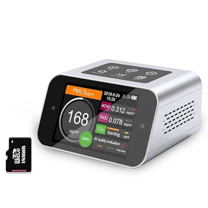 BRWISSEN Air Quality Monitor Indoor AQI Dust Meter Pollution Tester Particle Counter (PM+TVOC+HCHO+CO2)