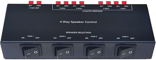 SENWIKATIN 4 Zone Speaker Selector, Passive 200W Distribution Box Control 4 Pairs Speakers, Plug and Play with Spring Clip Connectors