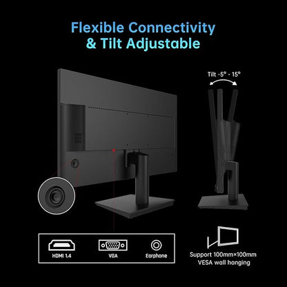 KTC 24 Inch 1080P Full HD Computer Monitor, 100Hz HDR10 Frameless Gaming Monitor with Freesync, HDMI & VGA Ports PC Monitor for Working, VESA, Tilt Adjustable, Eye Care