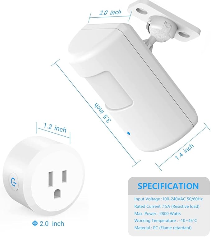 Upgraded Plug-in Motion Activated Light Control, Souphran Wireless Motion Detector and Plug Set, No Wiring, Adjustable Detection Range, Always-on Timer and Light Sensor, (1 Pack-new)