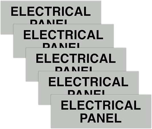 All Quality Basic Electrical Panel Sign - Fire Regulation Safety Compliance Sign - Lt Gray - Medium (5 Pack)