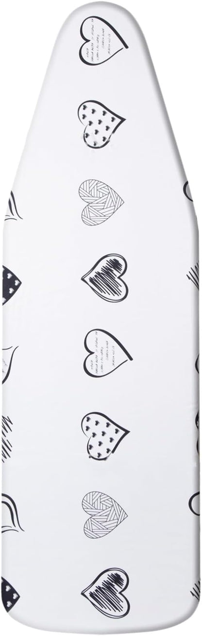 Yizunnu Ironing Board Cover and Pad,19x55 inch Extra Large and Thick Padding,Stain Resistant Heat Resistant Cotton Padding,Elastic Edge and Hook and Loop Adjustable Fastener(Heart)