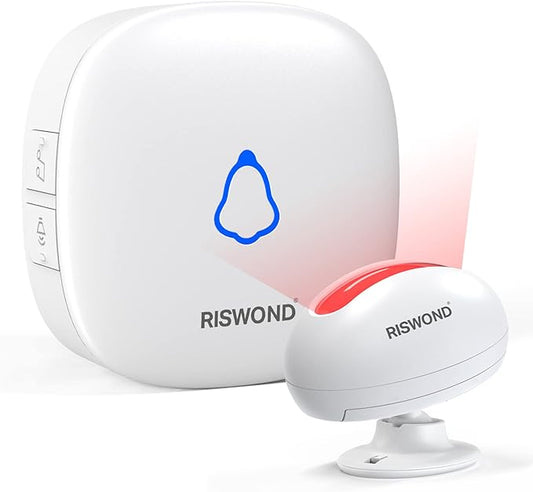 Wireless Motion Sensor Door Chime: Business Entry Doorbell Indoor Motion Detector Buzzer (500Ft Range, 32 Tunes, 5 Level Volume) Store Entrance Alert Bell Bed Alarm for Elderly Dementia Patients