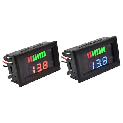 Battery Charge Level Indicator Universal Car Battery Capacity Meter Tester Checker 12V-72V Red Car Tester Motorcycle Checker Capacity Meter